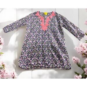 Roberta Roller Rabbit Tunic Top Sz 10 Girls Swim Cover Up 3/4 Sleeve Lightweight